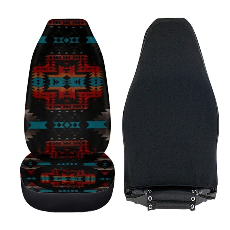 Dreaweet Navajo Print Car Seat Covers for Men Women Southwest Pattern Front Seat Protector Cover Full Set of 2pc Universal Size for Car, Truck or SUVs - Image 4